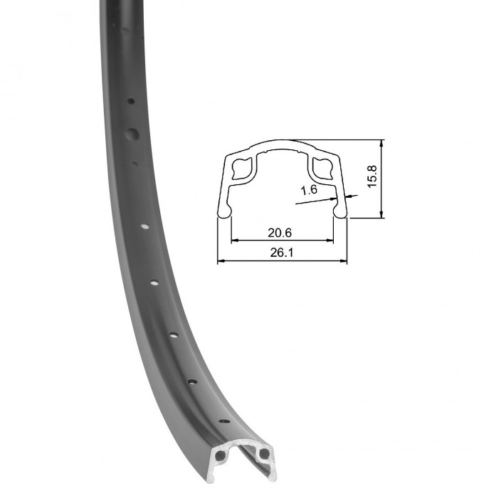 Обод 24" XP-160 36Н одинарный, чёрный 330120