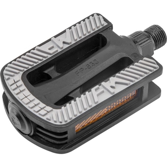 Педали FP-630, ось 1/2" со светоотражателями, пластиковые чёрно-серые 360068