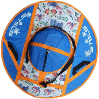 Санки надувные (тюбинг) STELS 90 см, ткань с рисунком без камеры СН030, синий/синий+зимние зверюшки