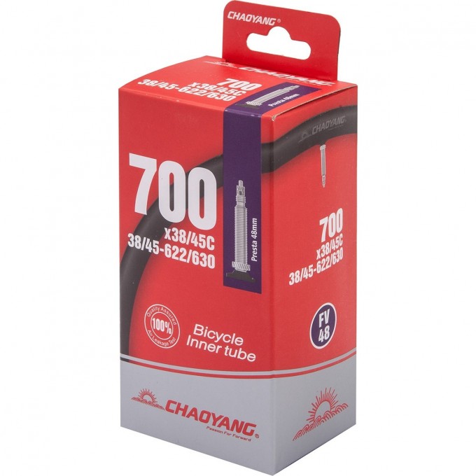 Велокамера STELS/CHAO YANG 700x38/45C с вентилем Presta 48 мм в инд. упаковке 650070